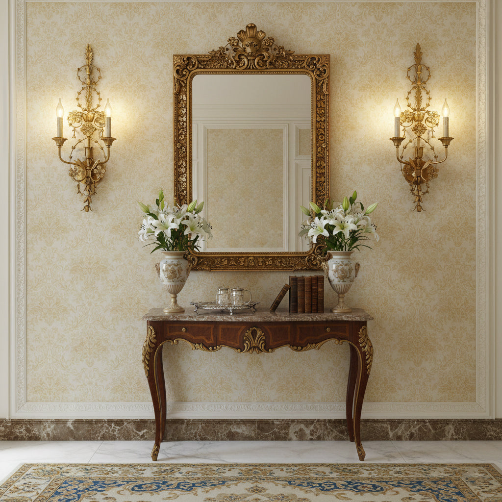Belmonte Brass Wall Sconce | Tall 75cm Vintage Candle Wall Lamp