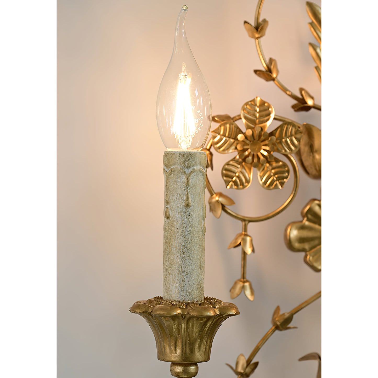 Belmonte Brass Wall Sconce | Tall 75cm Vintage Candle Wall Lamp
