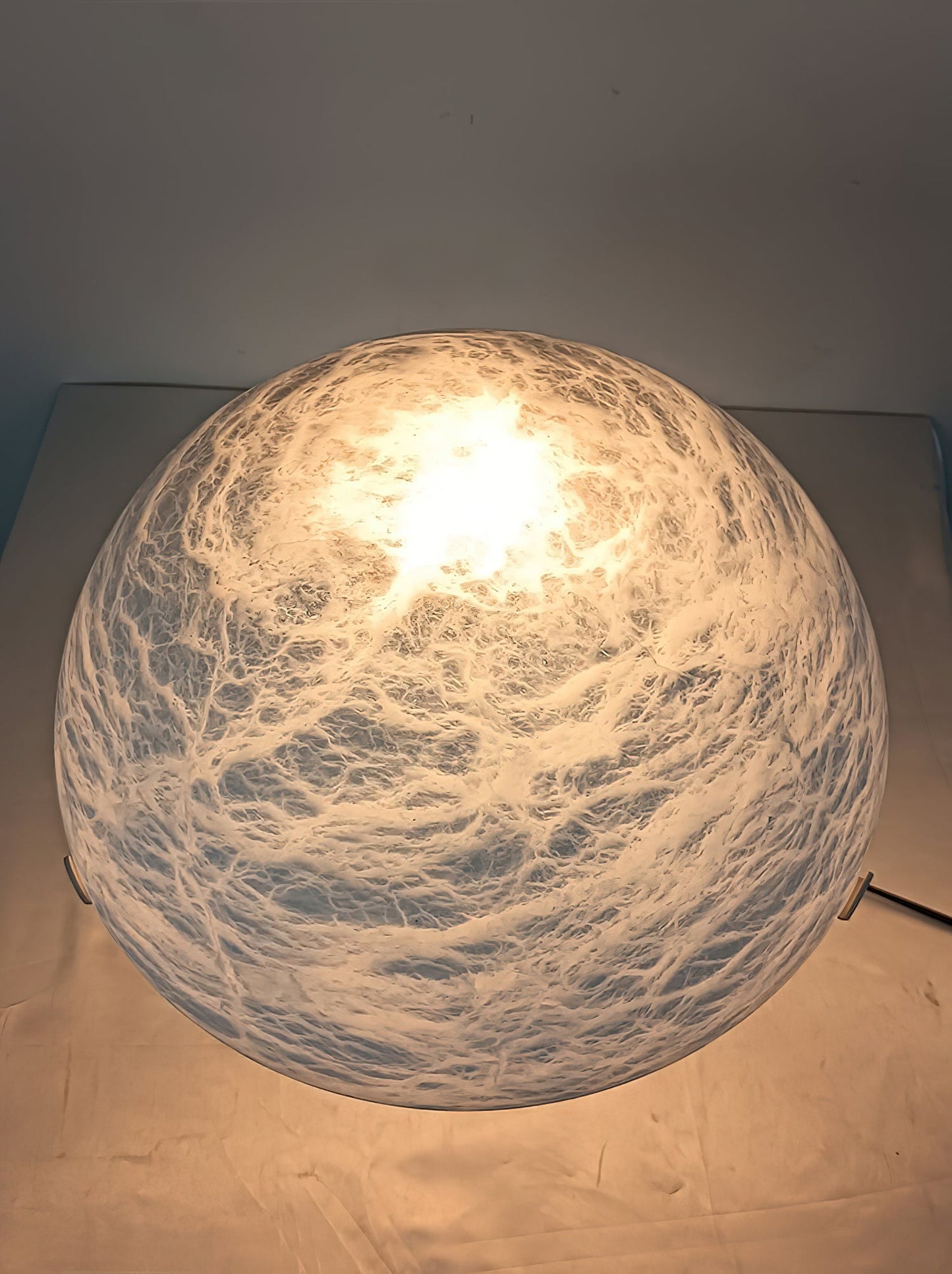 Ben Swildens Alabaster Table Lamp | Mid-Century Modern Stone Dome Light