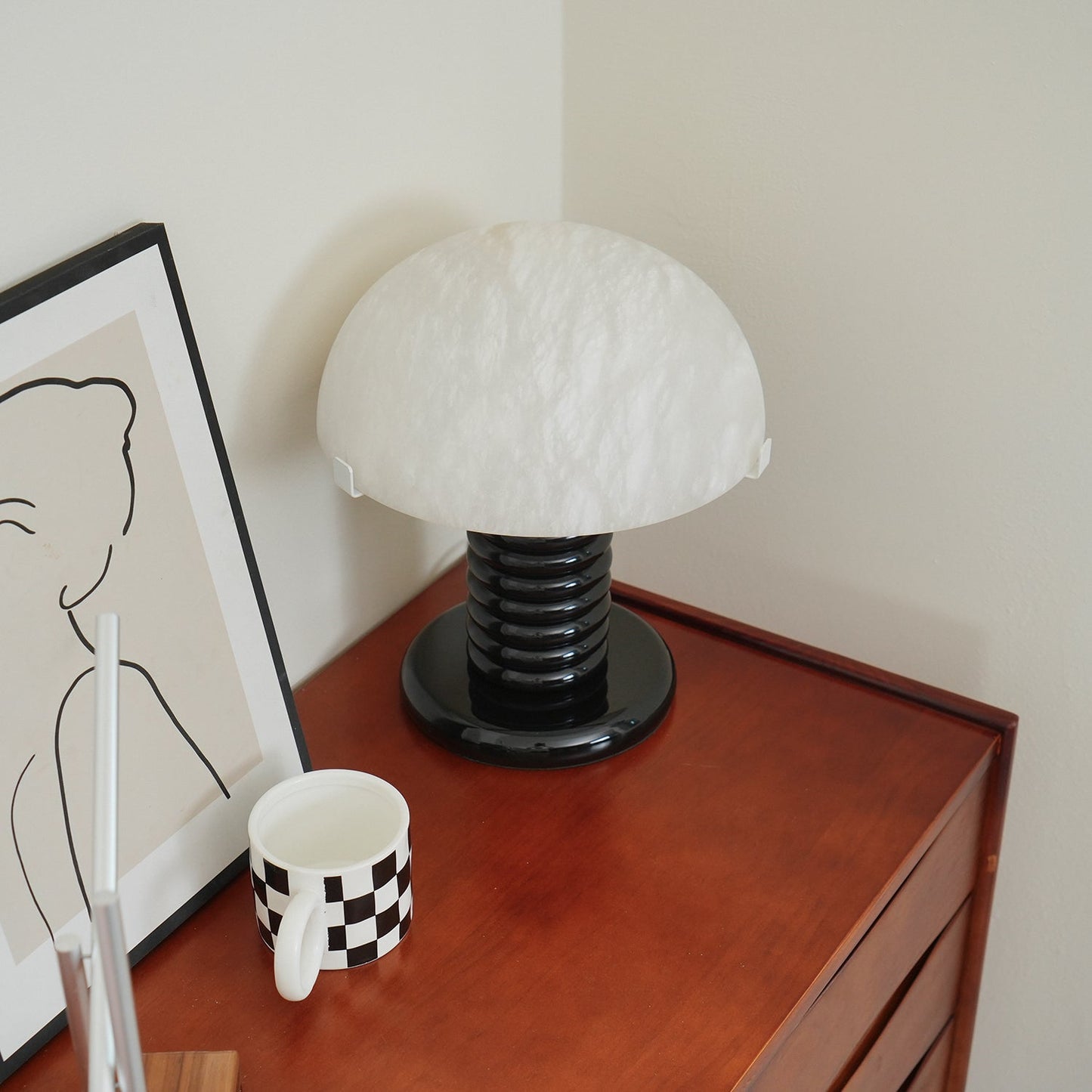 Ben Swildens Alabaster Table Lamp | Mid-Century Modern Stone Dome Light