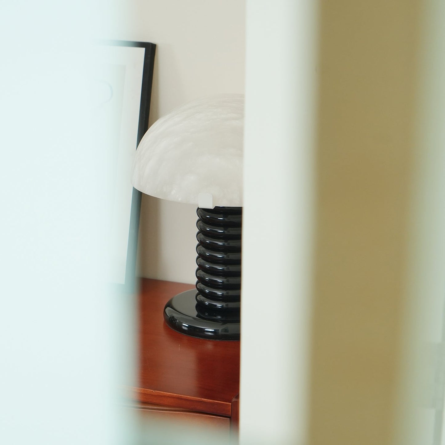 Ben Swildens Alabaster Table Lamp | Mid-Century Modern Stone Dome Light