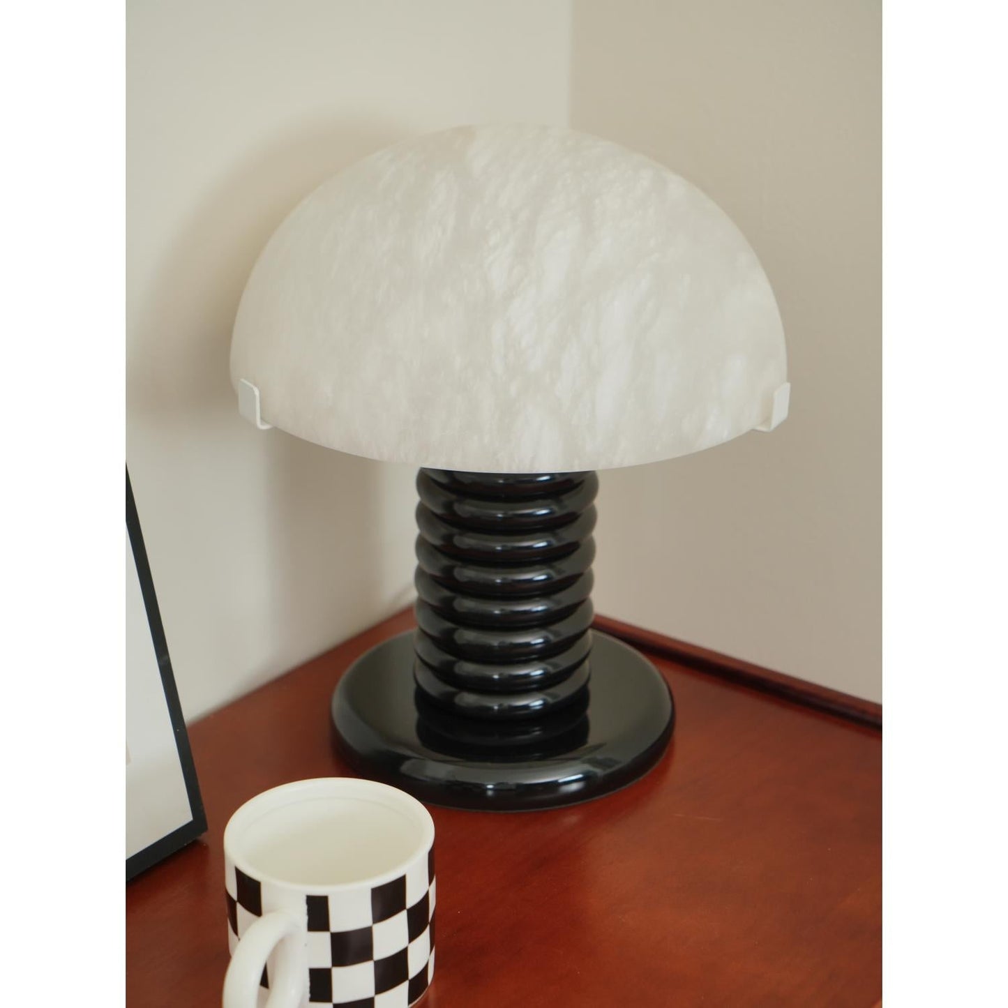 Ben Swildens Alabaster Table Lamp | Mid-Century Modern Stone Dome Light