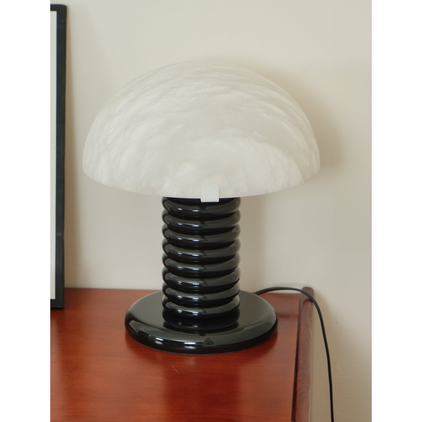 Ben Swildens Alabaster Table Lamp | Mid-Century Modern Stone Dome Light