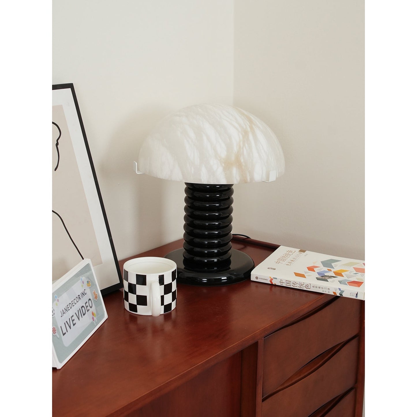 Ben Swildens Alabaster Table Lamp | Mid-Century Modern Stone Dome Light