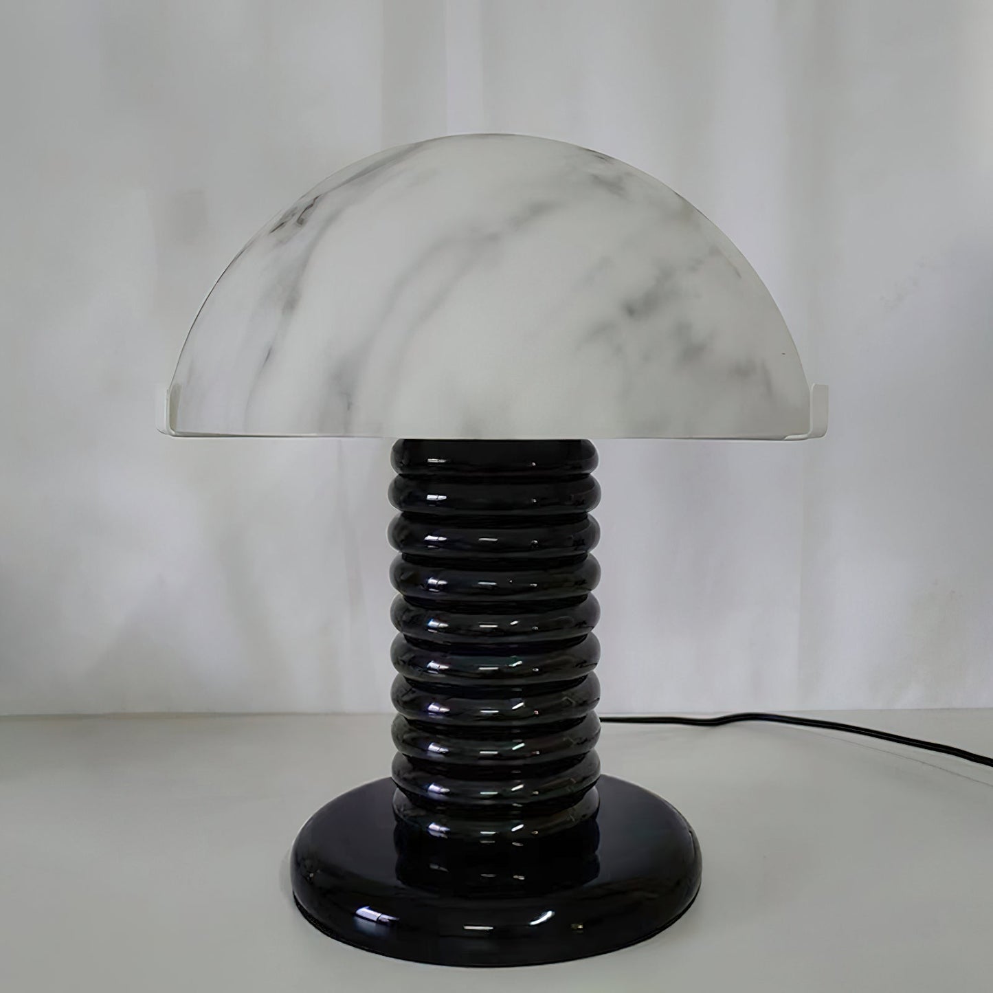Ben Swildens Alabaster Table Lamp | Mid-Century Modern Stone Dome Light
