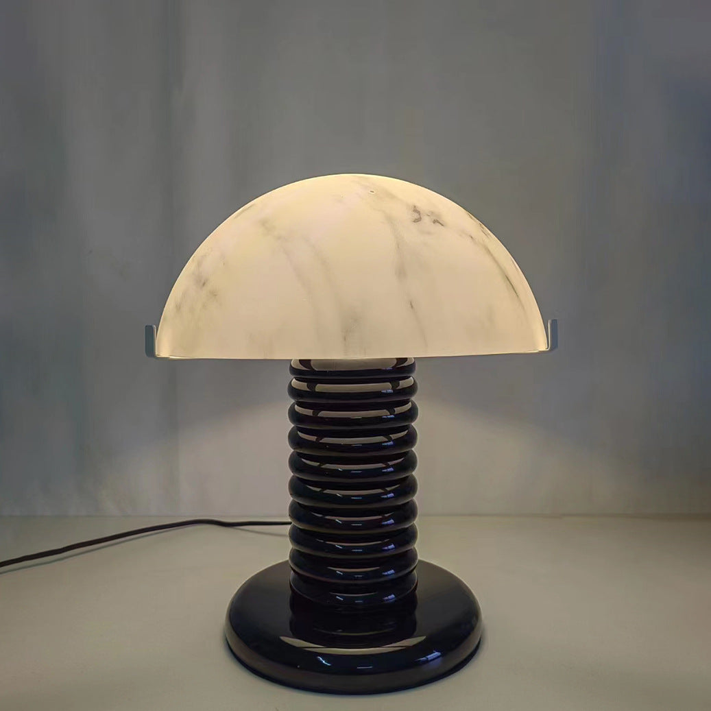 Ben Swildens Alabaster Table Lamp | Mid-Century Modern Stone Dome Light