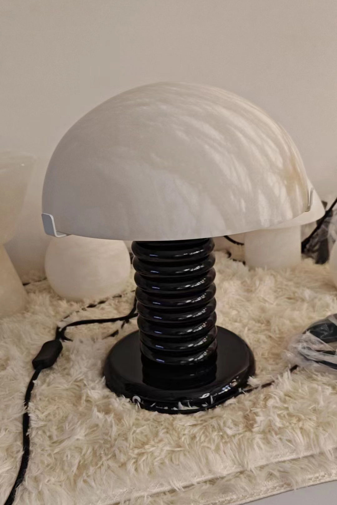 Ben Swildens Alabaster Table Lamp | Mid-Century Modern Stone Dome Light