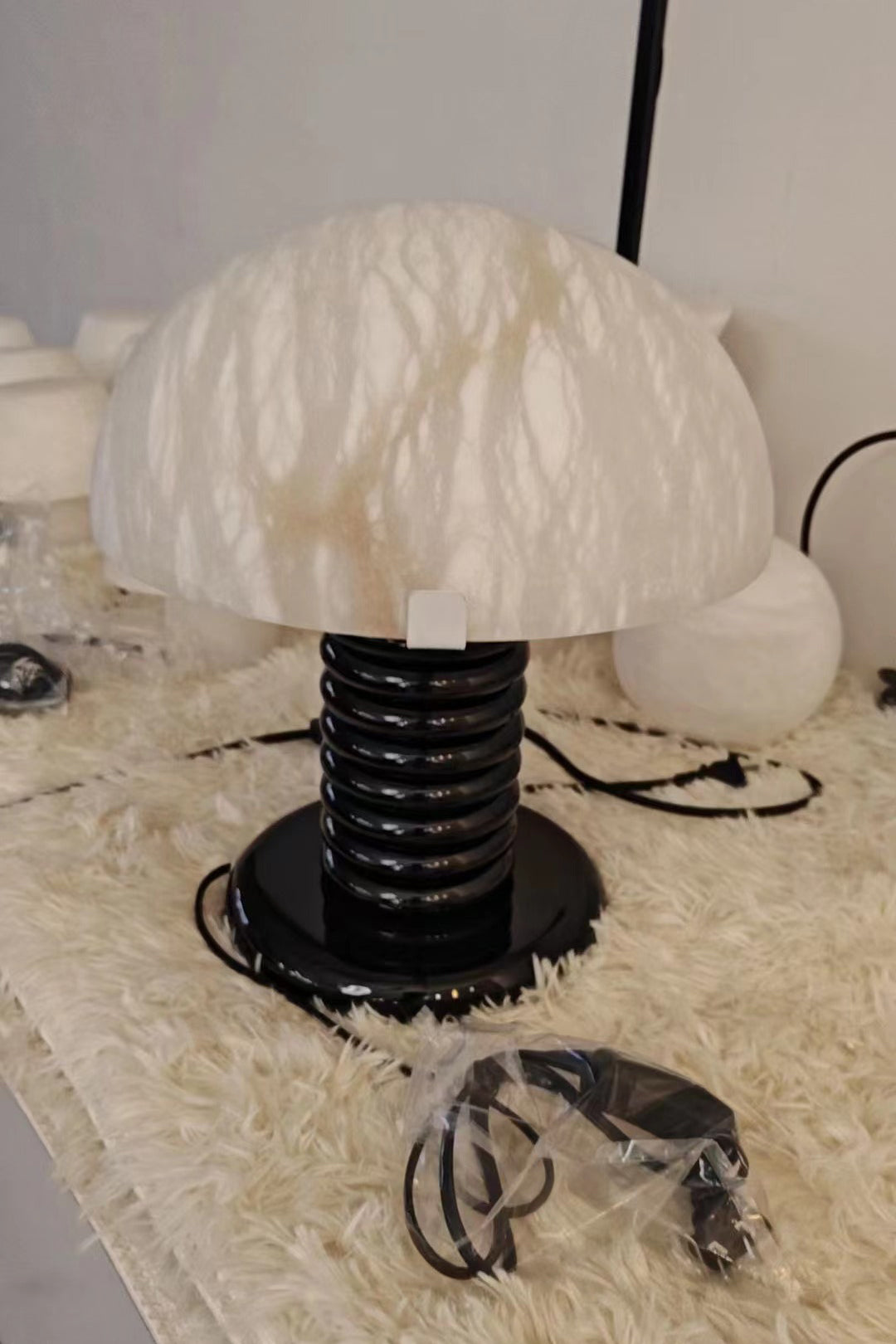 Ben Swildens Alabaster Table Lamp | Mid-Century Modern Stone Dome Light