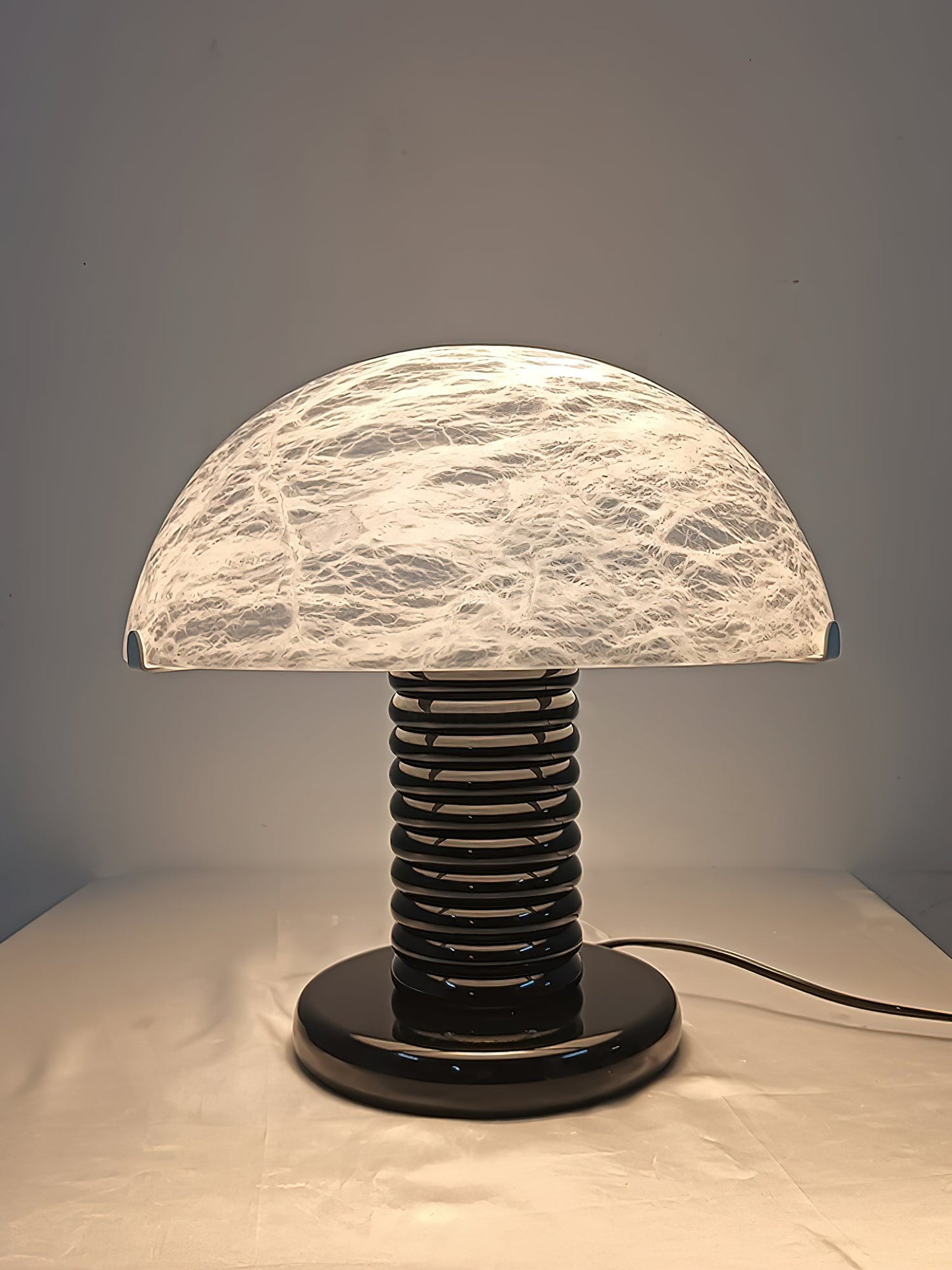 Ben Swildens Alabaster Table Lamp | Mid-Century Modern Stone Dome Light