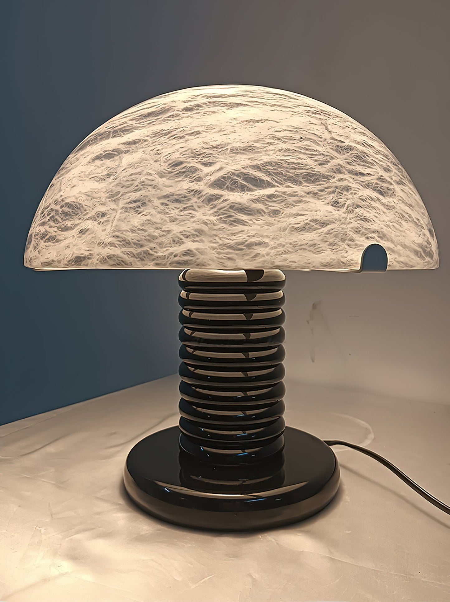 Ben Swildens Alabaster Table Lamp | Mid-Century Modern Stone Dome Light