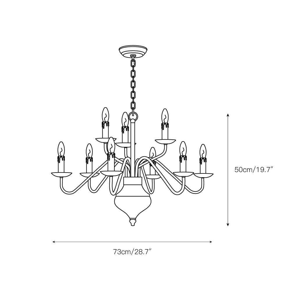 Benedetto Brass Chandelier | 9-Light Vintage French Country Candle Pendant