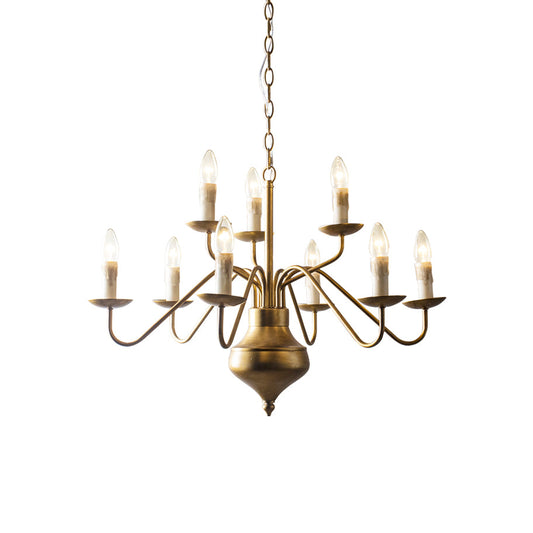 Benedetto Brass Chandelier | 9-Light Vintage French Country Candle Pendant