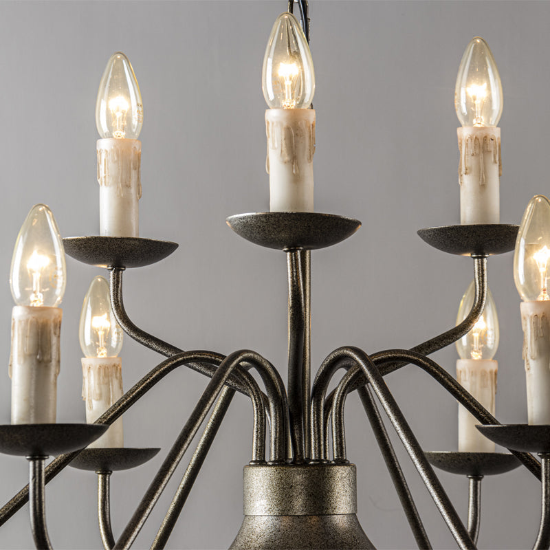 Benedetto Brass Chandelier | 9-Light Vintage French Country Candle Pendant
