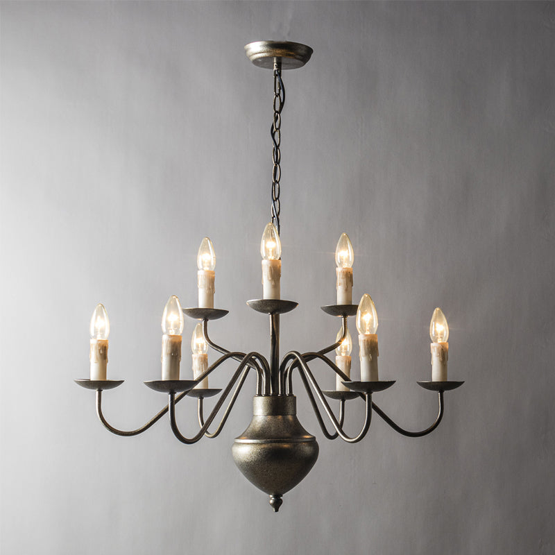 Benedetto Brass Chandelier | 9-Light Vintage French Country Candle Pendant