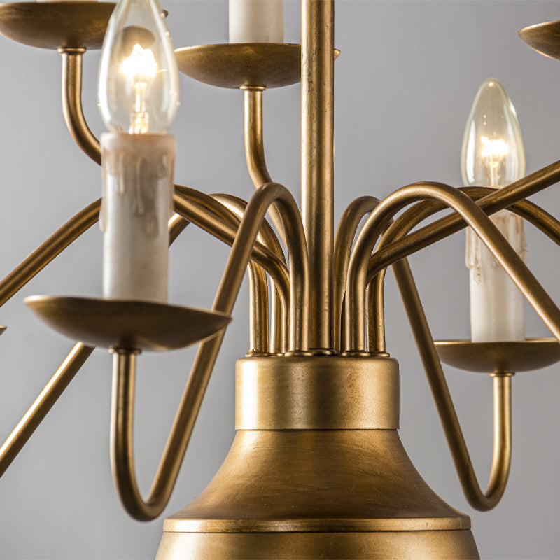 Benedetto Brass Chandelier | 9-Light Vintage French Country Candle Pendant
