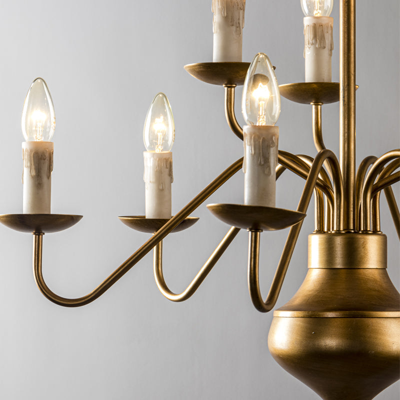 Benedetto Brass Chandelier | 9-Light Vintage French Country Candle Pendant