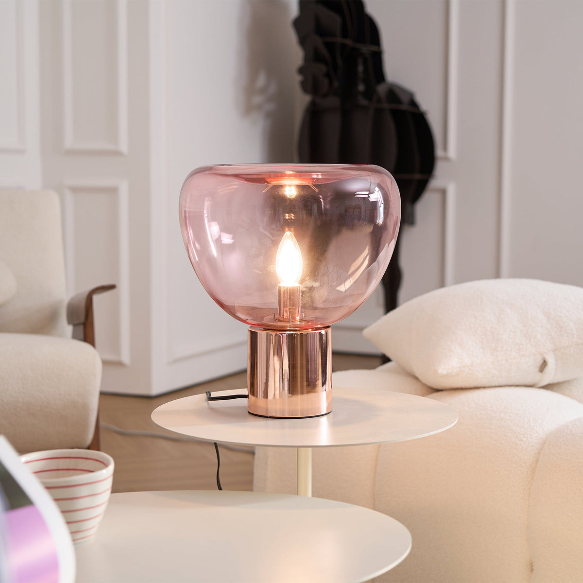 Bengt Table Lamp – Refractive Glass Bubble & Mirror Accent Table Light