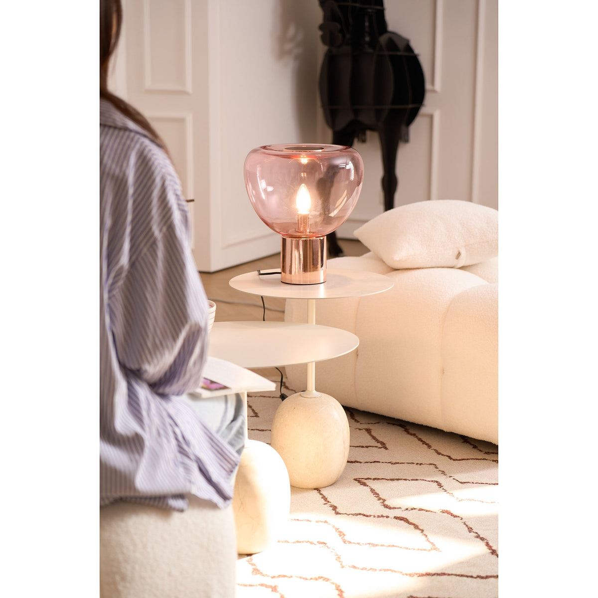 Bengt Table Lamp – Refractive Glass Bubble & Mirror Accent Table Light