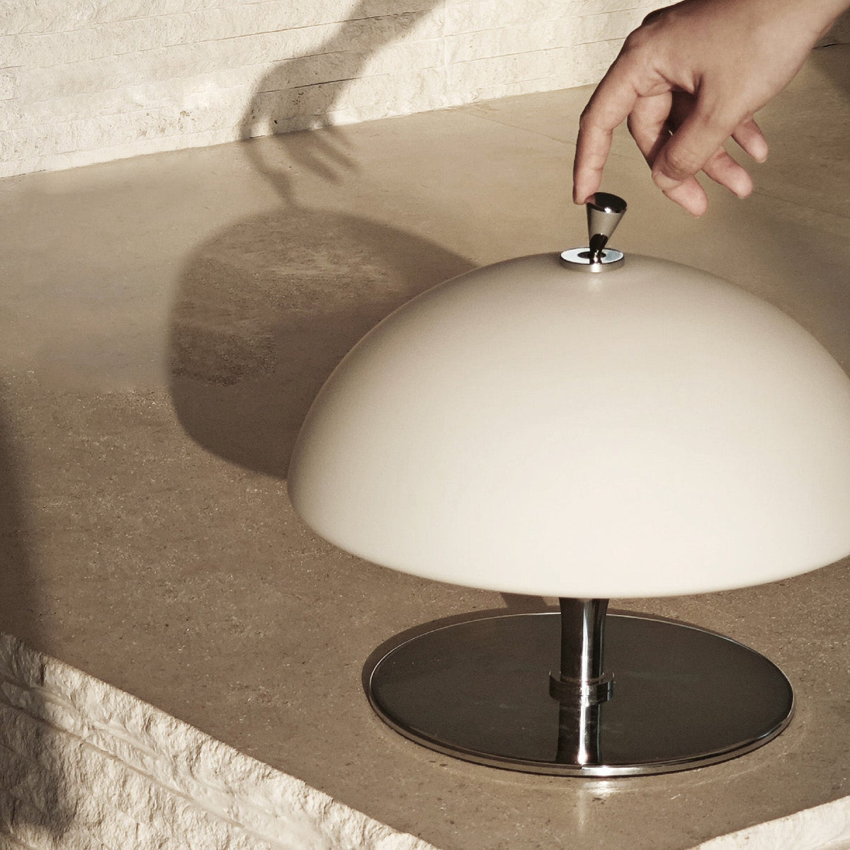 Beret Table Lamp – Rechargeable Cordless Metal & Glass Beret Accent Light