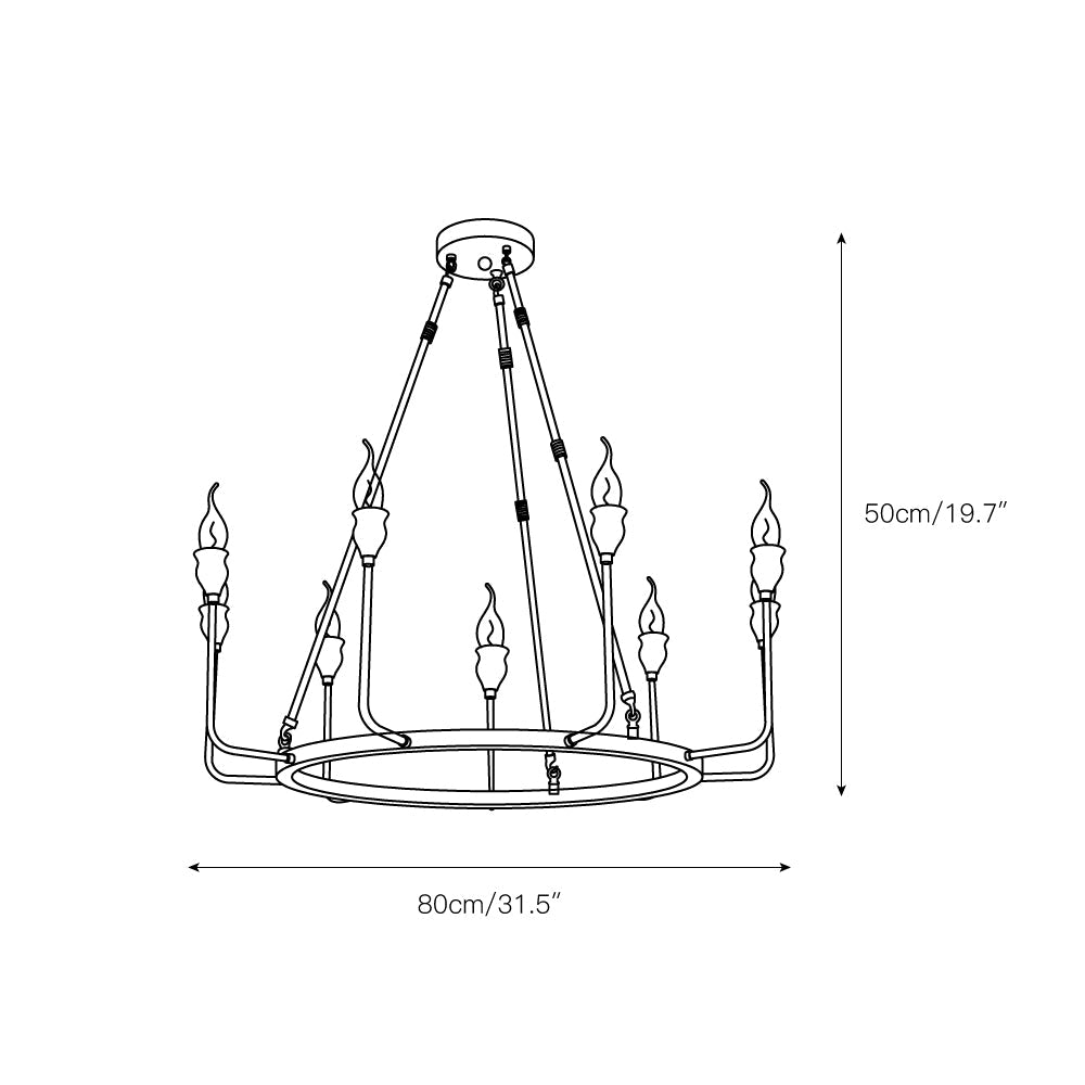 Berlin Candle Chandelier – Wagon Wheel Brass & Candlestick Multi-Head Chandelier