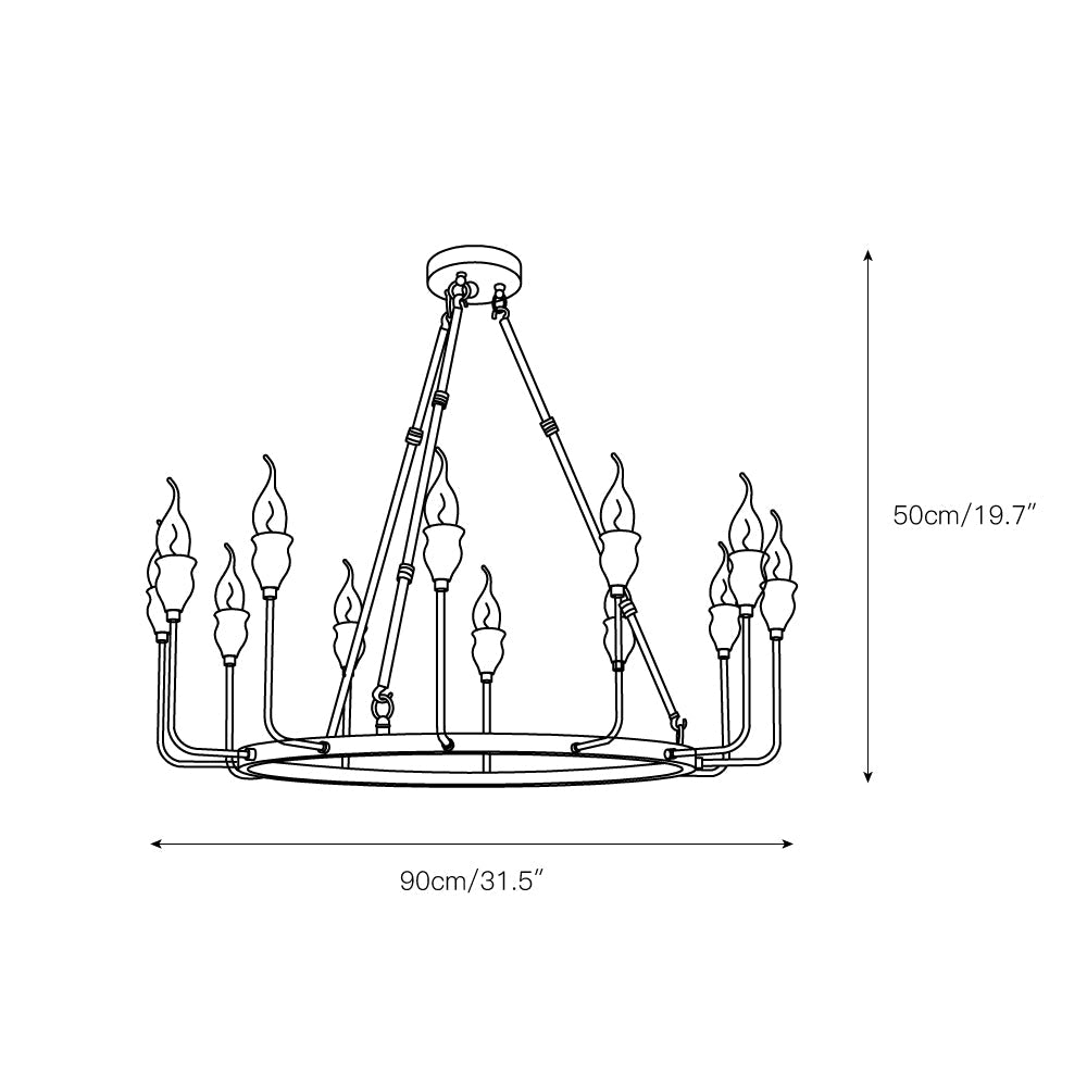 Berlin Candle Chandelier – Wagon Wheel Brass & Candlestick Multi-Head Chandelier