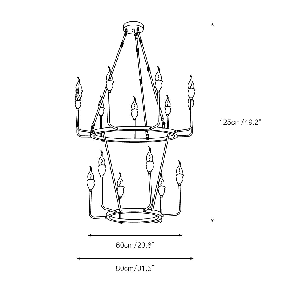 Berlin Candle Chandelier – Wagon Wheel Brass & Candlestick Multi-Head Chandelier