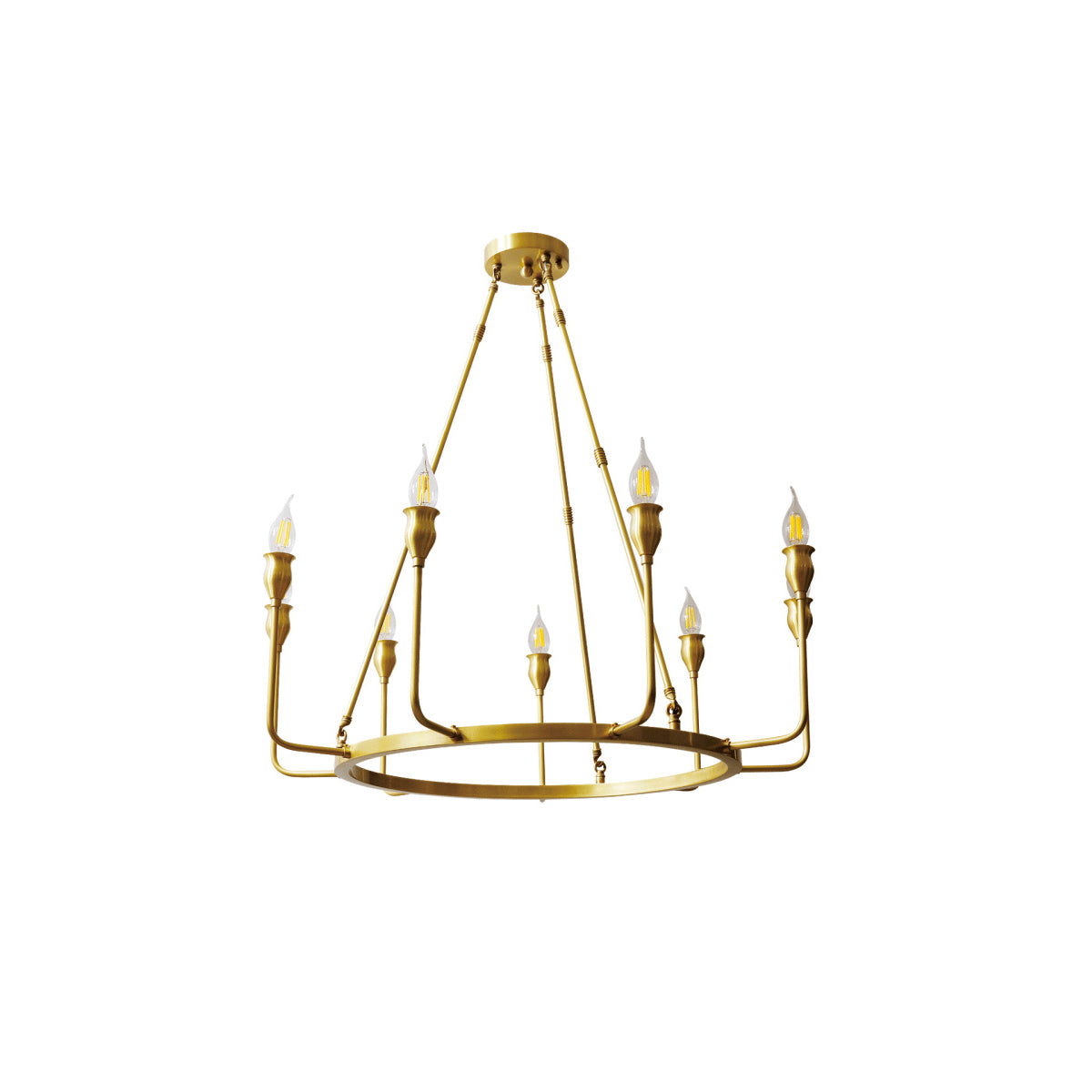 Berlin Candle Chandelier – Wagon Wheel Brass & Candlestick Multi-Head Chandelier