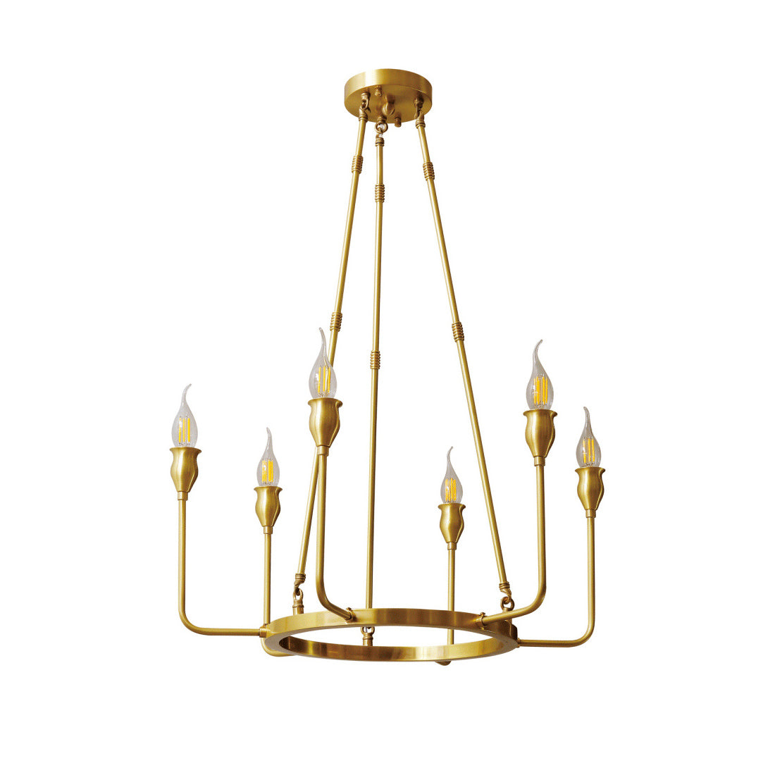 Berlin Candle Chandelier – Wagon Wheel Brass & Candlestick Multi-Head Chandelier