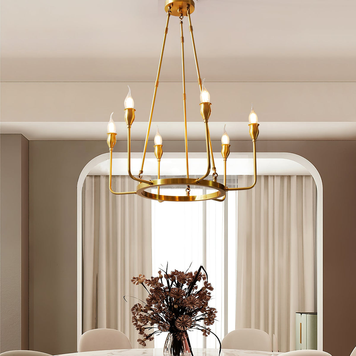 Berlin Candle Chandelier – Wagon Wheel Brass & Candlestick Multi-Head Chandelier