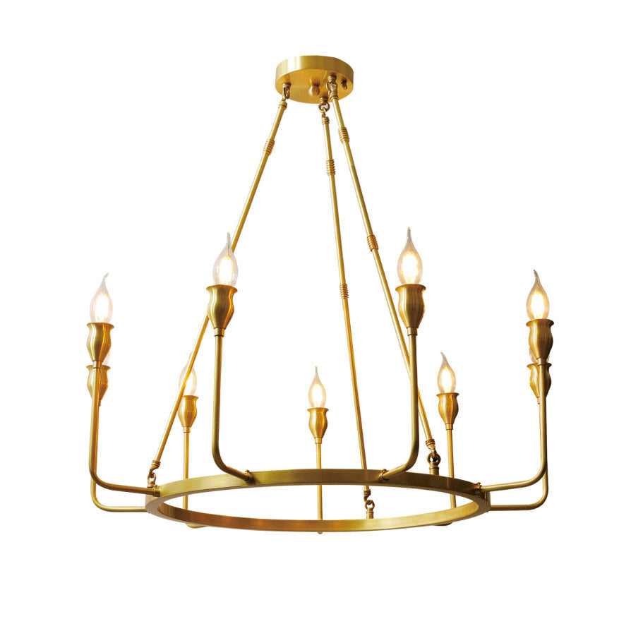 Berlin Candle Chandelier – Wagon Wheel Brass & Candlestick Multi-Head Chandelier
