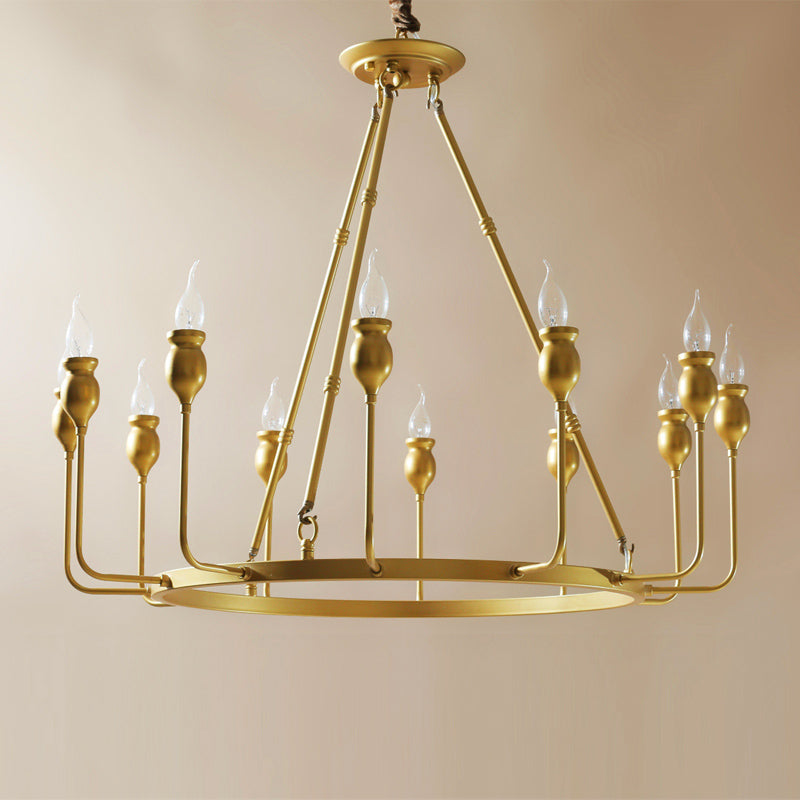 Berlin Candle Chandelier – Wagon Wheel Brass & Candlestick Multi-Head Chandelier