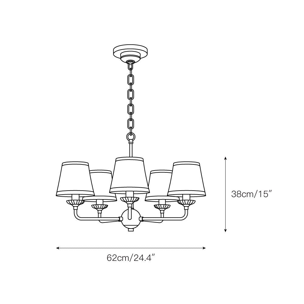 Bethany Chandelier – Antique Brass & Nebular Fabric Shade Chandelier