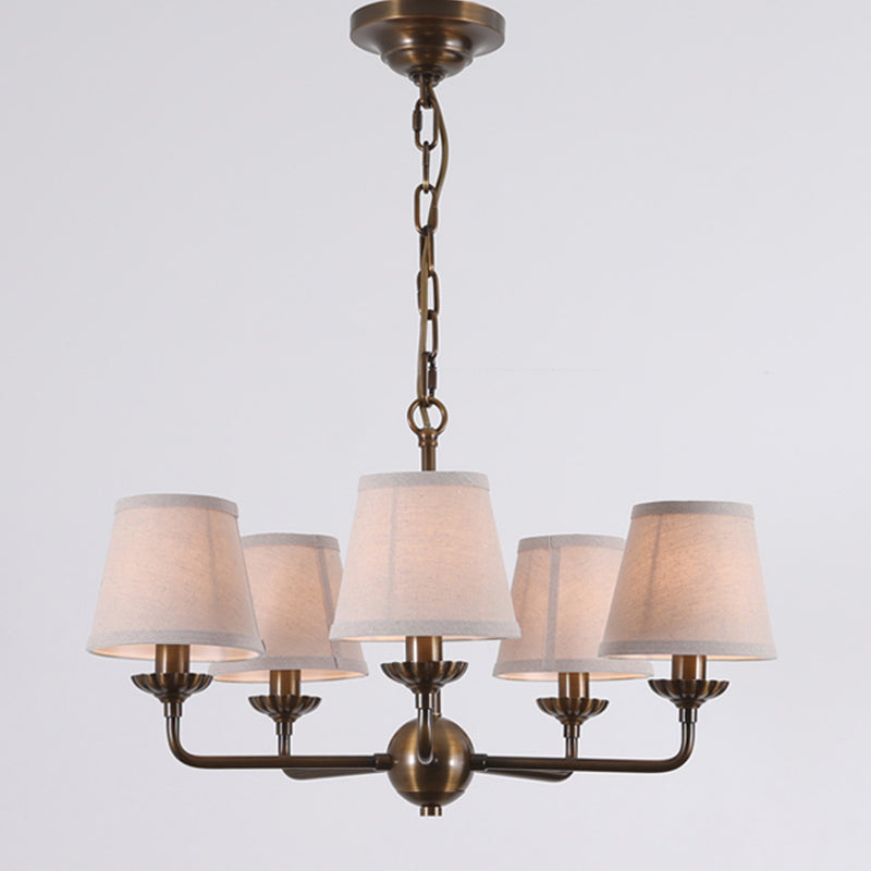 Bethany Chandelier – Antique Brass & Nebular Fabric Shade Chandelier