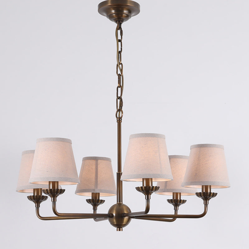 Bethany Chandelier – Antique Brass & Nebular Fabric Shade Chandelier