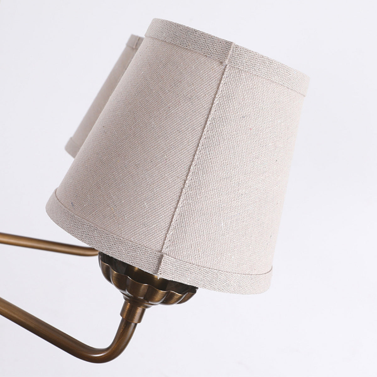 Bethany Chandelier – Antique Brass & Nebular Fabric Shade Chandelier