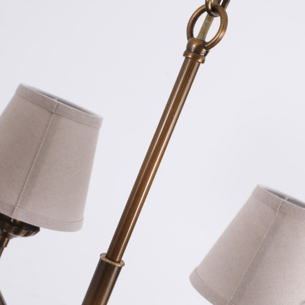 Bethany Chandelier – Antique Brass & Nebular Fabric Shade Chandelier