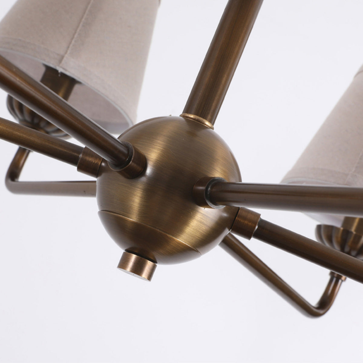 Bethany Chandelier – Antique Brass & Nebular Fabric Shade Chandelier