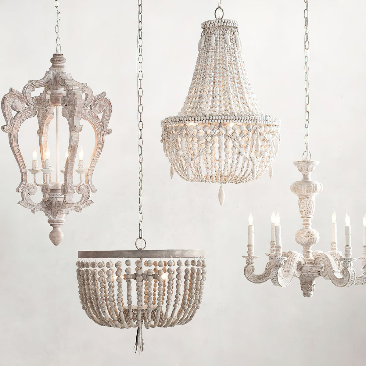 Betsey Wood Bead Chandelier – Empire Style Iron & Wooden Bead Chandelier