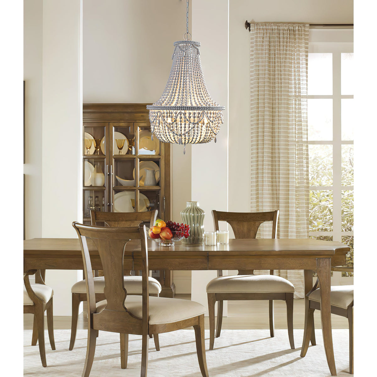 Betsey Wood Bead Chandelier – Empire Style Iron & Wooden Bead Chandelier
