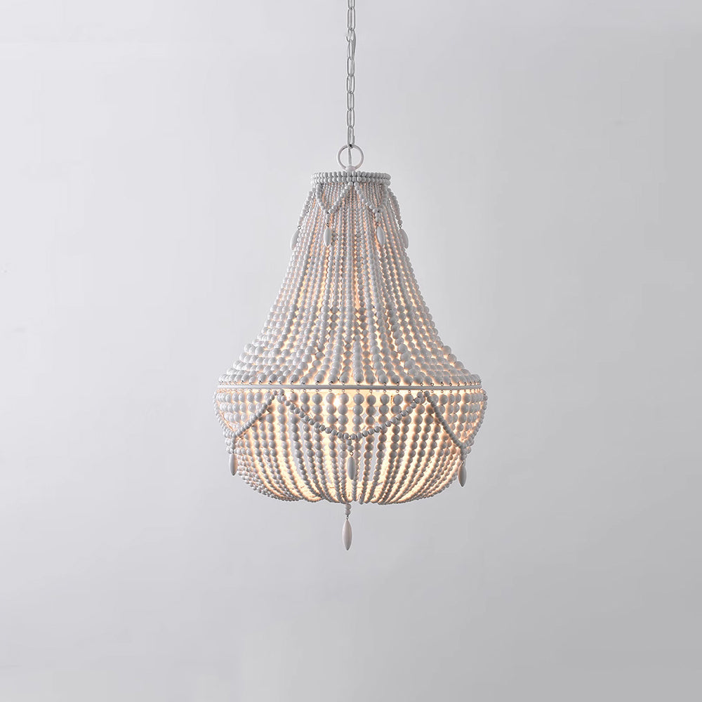 Betsey Wood Bead Chandelier – Empire Style Iron & Wooden Bead Chandelier