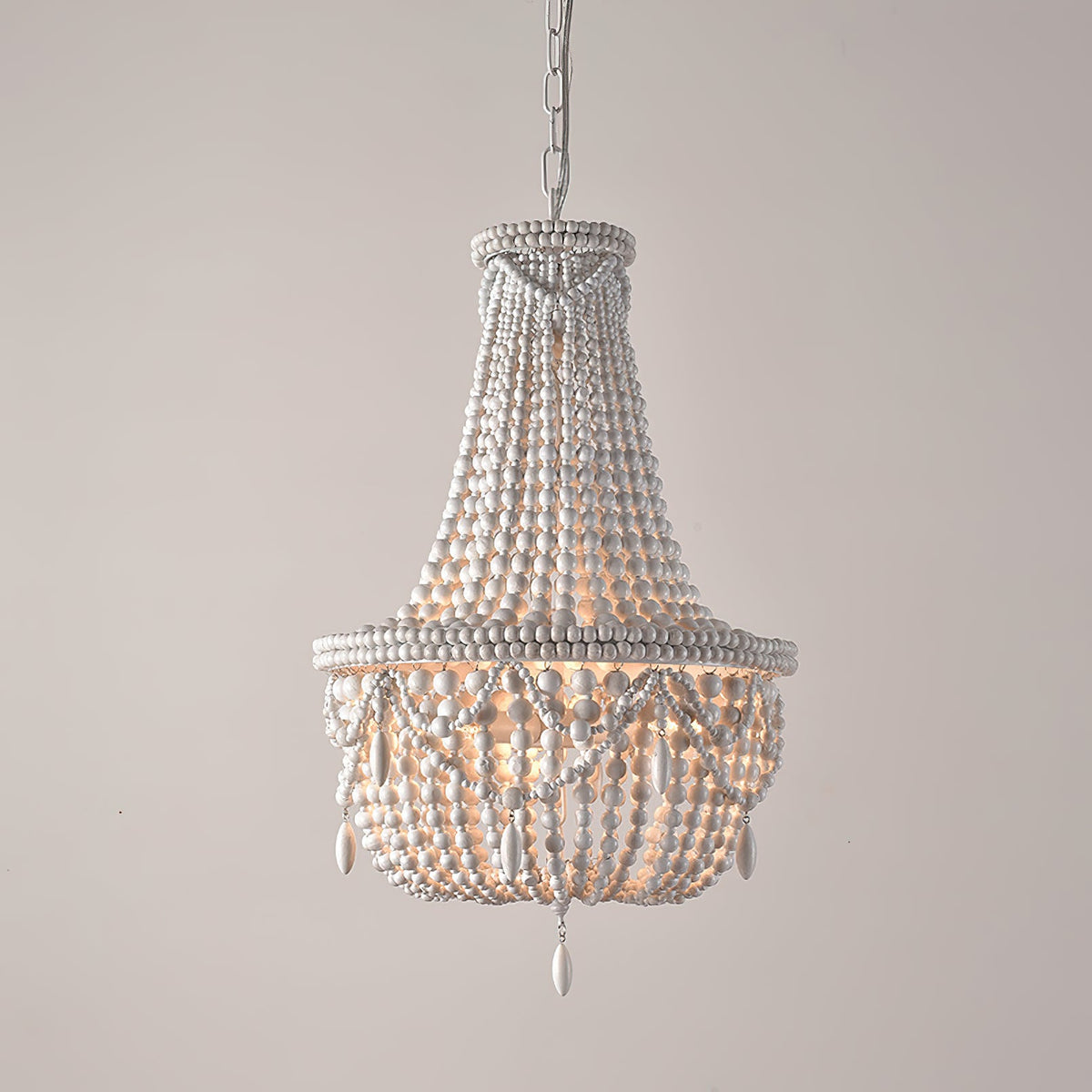 Betsey Wood Bead Chandelier – Empire Style Iron & Wooden Bead Chandelier