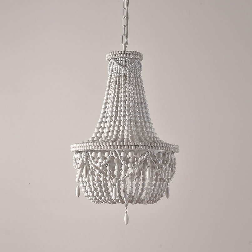 Betsey Wood Bead Chandelier – Empire Style Iron & Wooden Bead Chandelier
