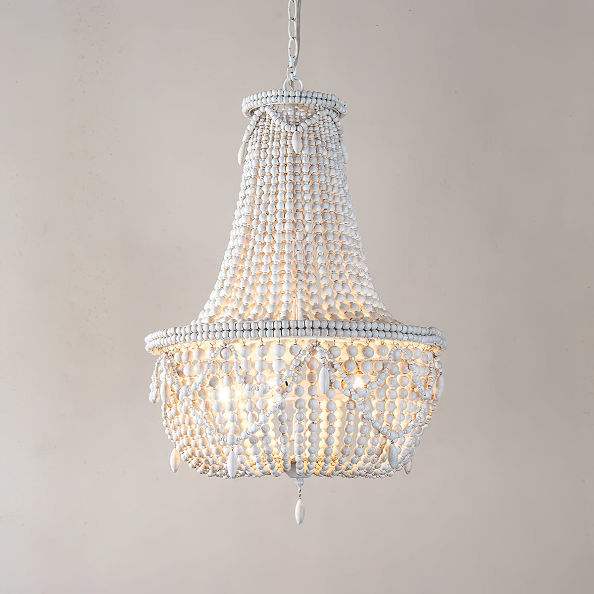 Betsey Wood Bead Chandelier – Empire Style Iron & Wooden Bead Chandelier