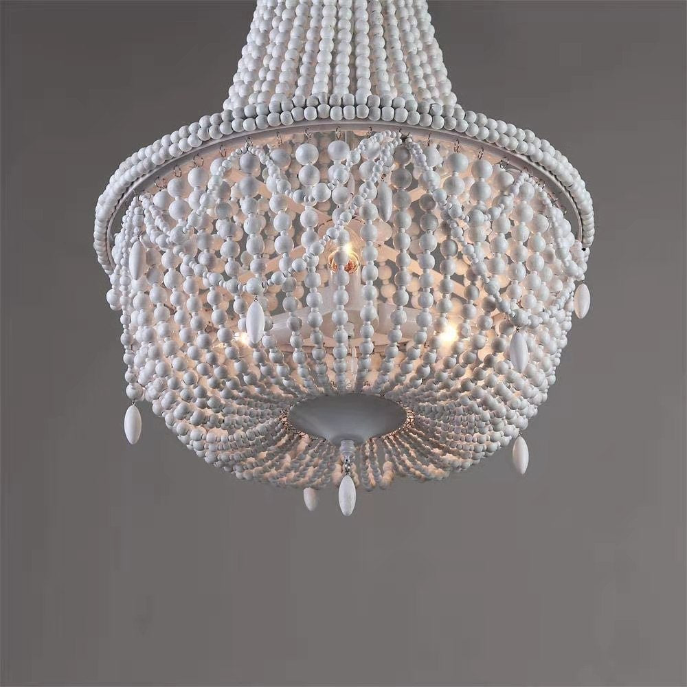 Betsey Wood Bead Chandelier – Empire Style Iron & Wooden Bead Chandelier
