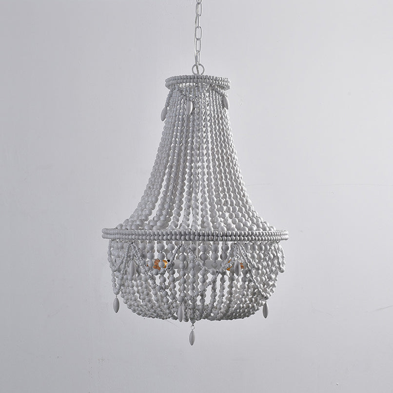 Betsey Wood Bead Chandelier – Empire Style Iron & Wooden Bead Chandelier