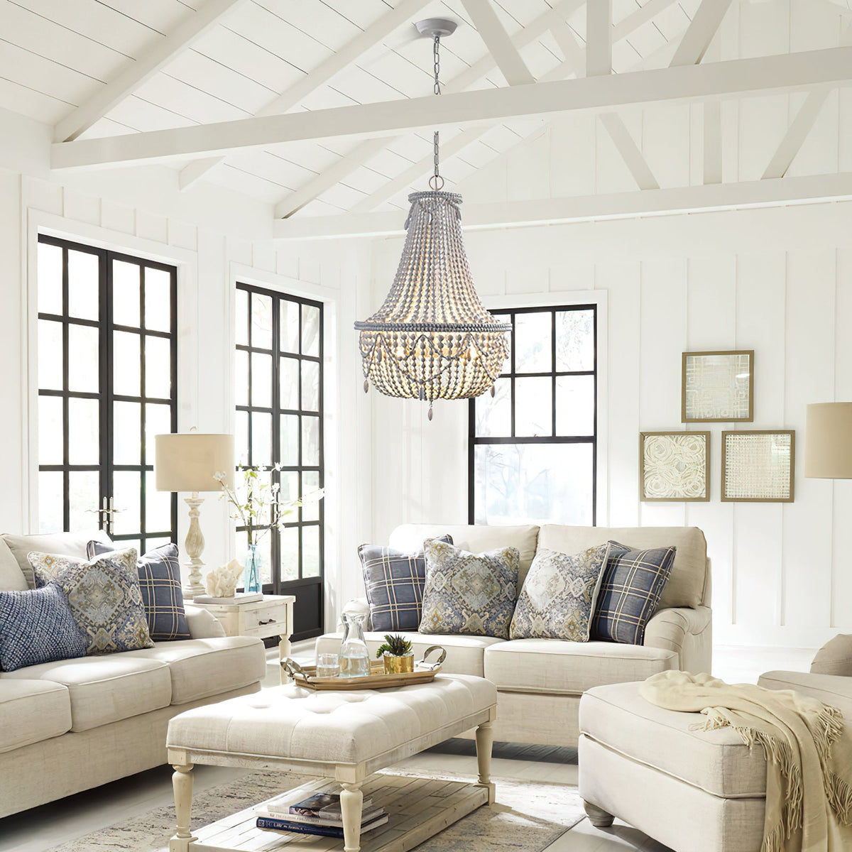 Betsey Wood Bead Chandelier – Empire Style Iron & Wooden Bead Chandelier