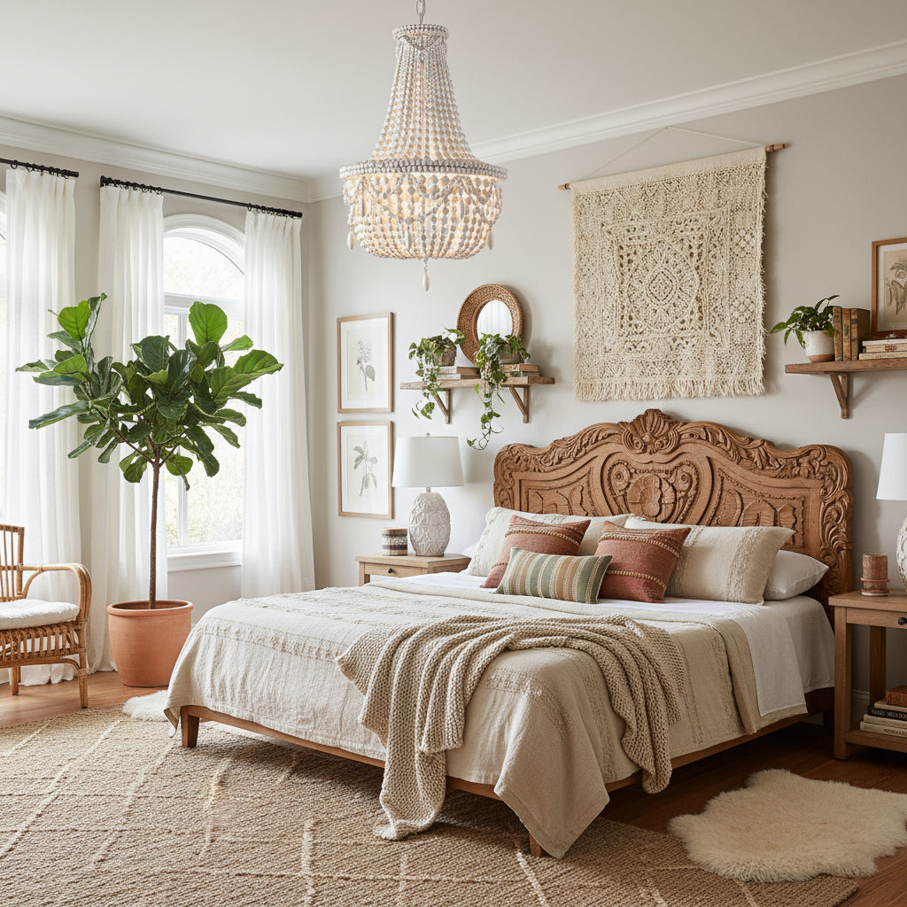 Betsey Wood Bead Chandelier – Empire Style Iron & Wooden Bead Chandelier