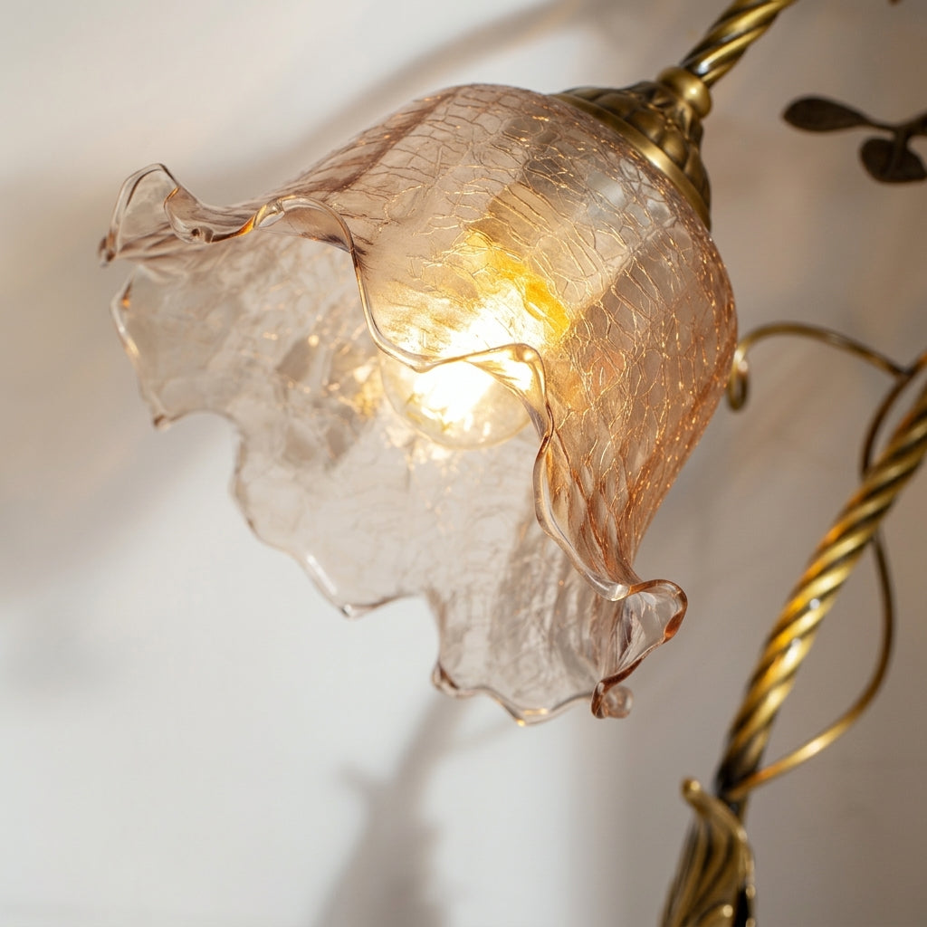 Beulah Table Lamp – Botanical Antique Bronze Brass & Ceramic Floral Accent Light