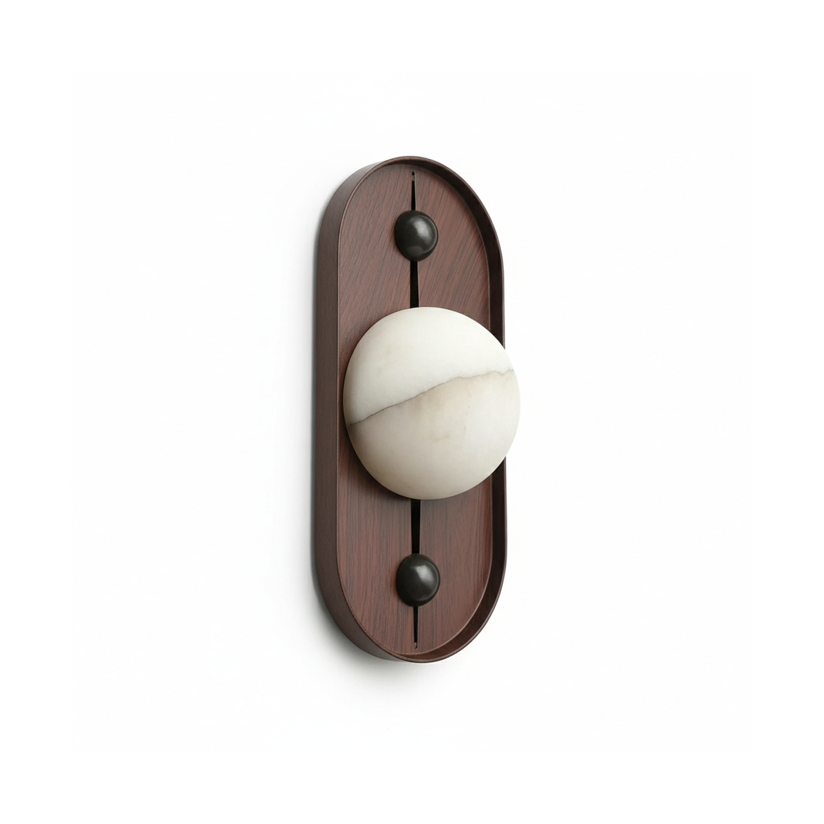 Bezel Alabaster Wall Lamp – Walnut Finish Iron & Genuine Alabaster Wall Sconce
