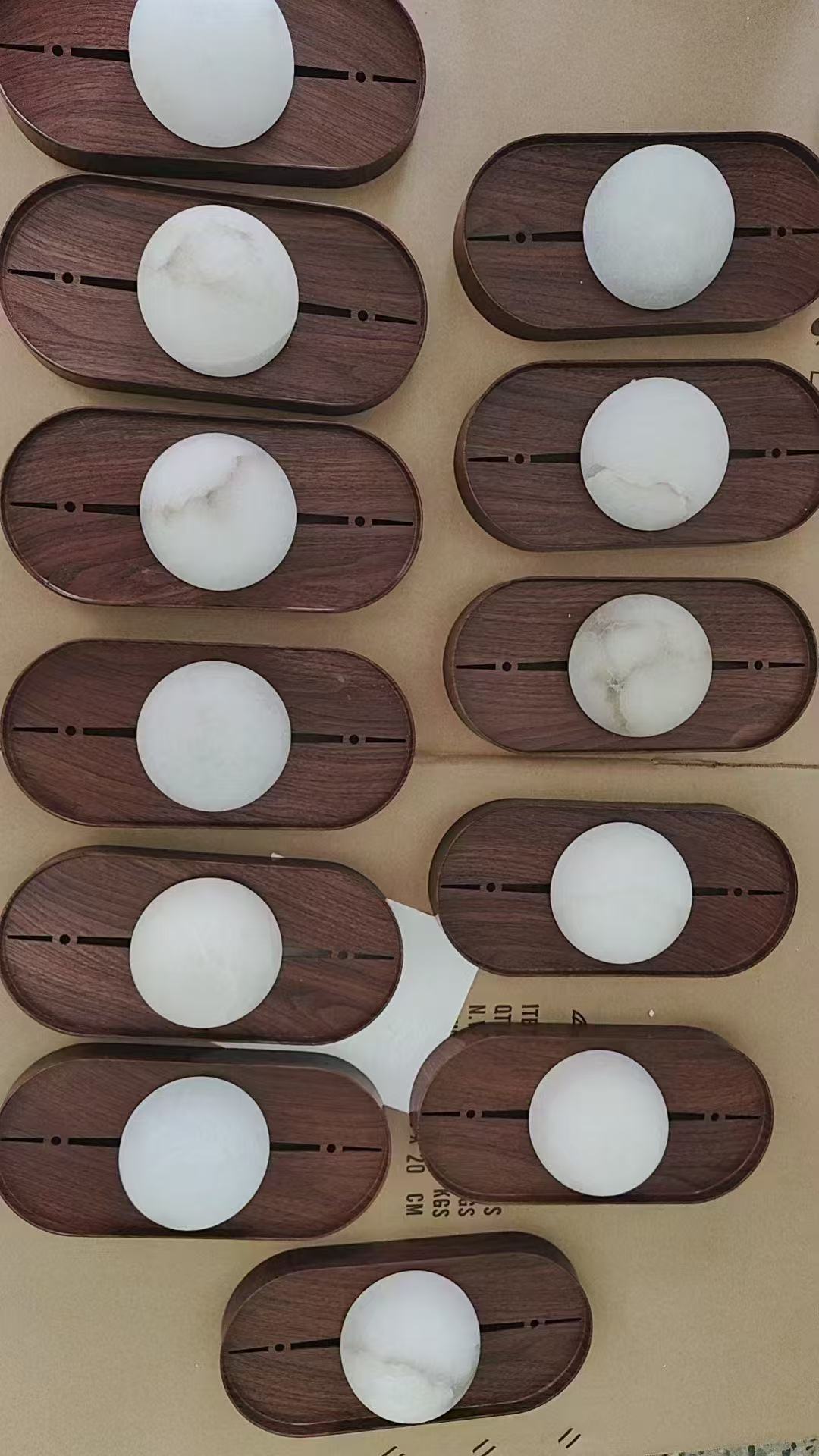 Bezel Alabaster Wall Lamp – Walnut Finish Iron & Genuine Alabaster Wall Sconce